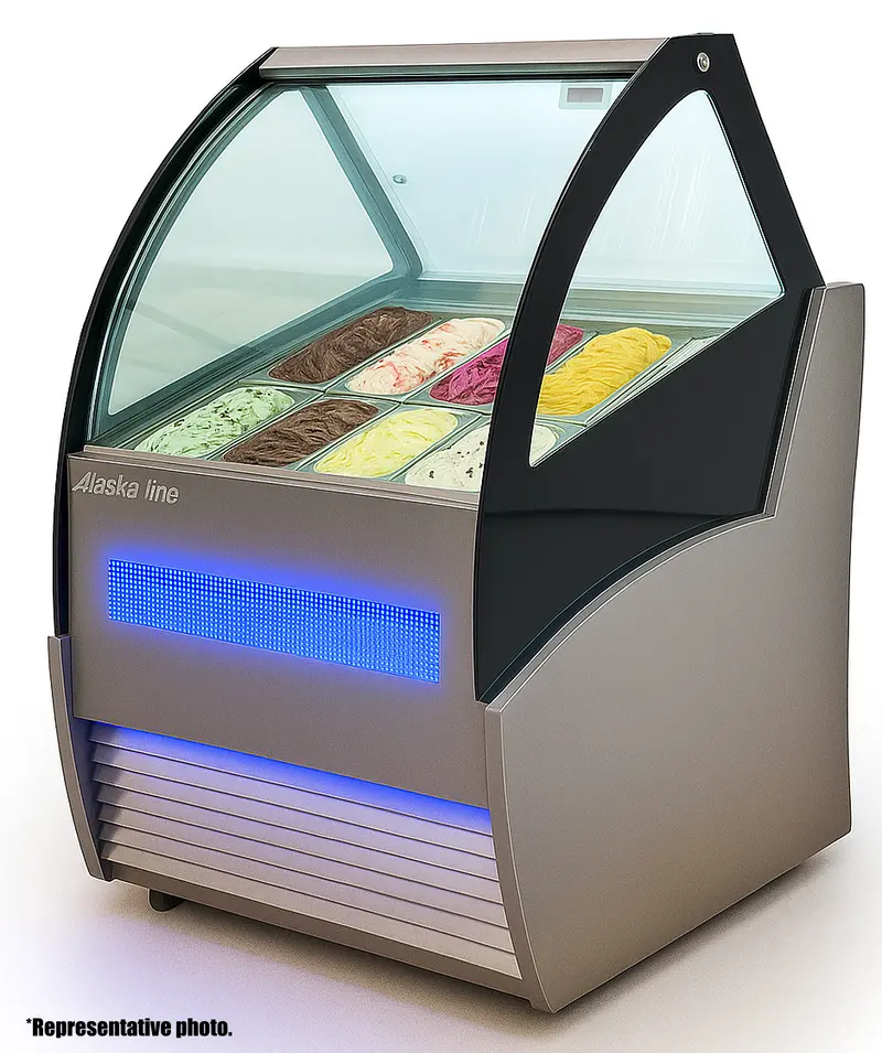 Alaska-Line 8 Pan Gelato Freezer Showcase 8.4 Cu.Ft. Capacity, Hit-816 1