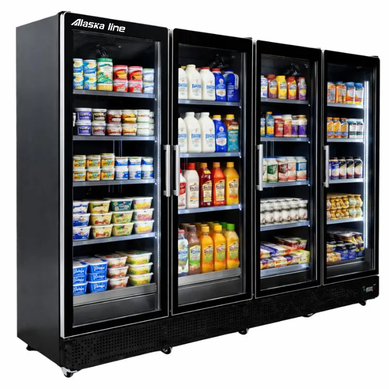 Alaska-Line Commercial Glass Door Display Refrigerator 4 Swing Door Hit-344H 1