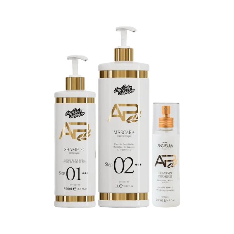 Ana Paula Carvalho Liso Lambido Progressive Brush Hair Realignment Kit 3 Produtcts 1