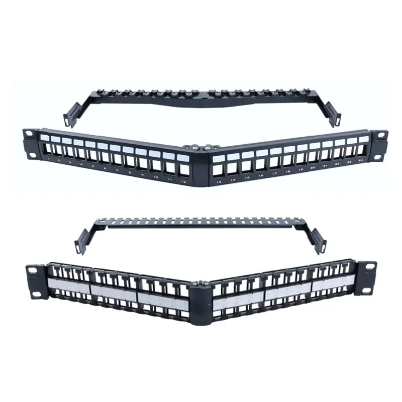 Angled 1U 48-Port High-Density Blank Patch Panel For Keystone Jack 1