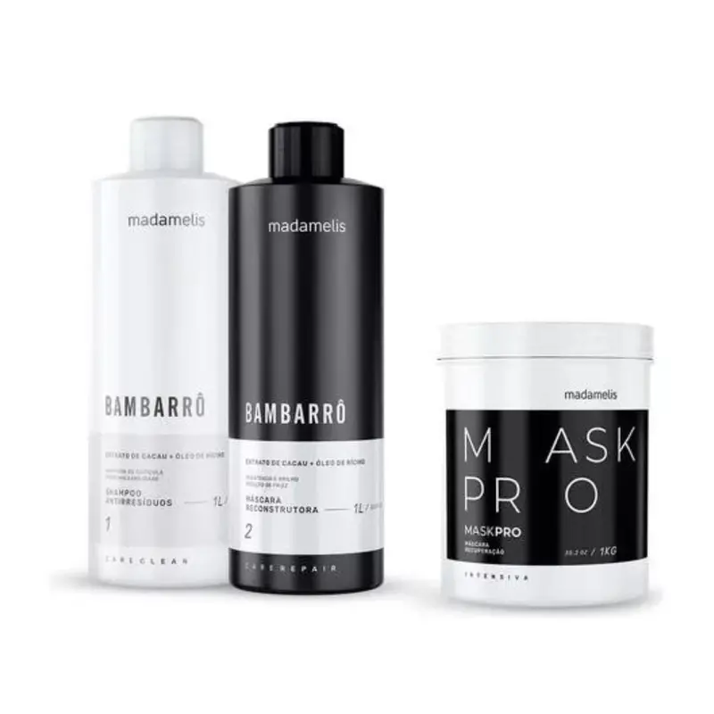 Bambarro Progressive Brush Hair Straightening + Pro Mask Kit 3X 1 Madamelis 1