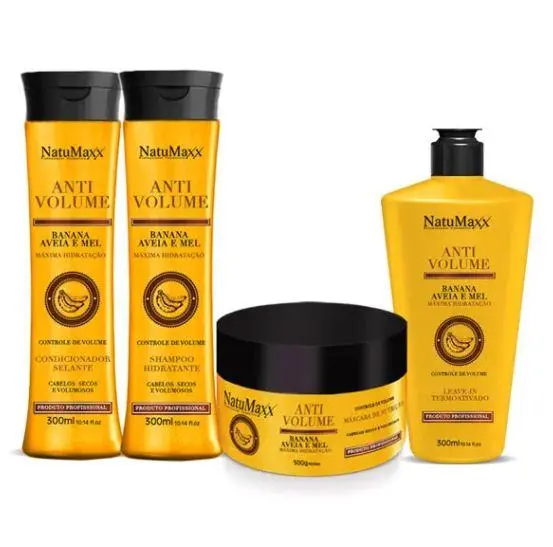 Banana Honey Oat Anti Volume Moisturizing Home Care Kit 4 Prod. - Natumaxx 1