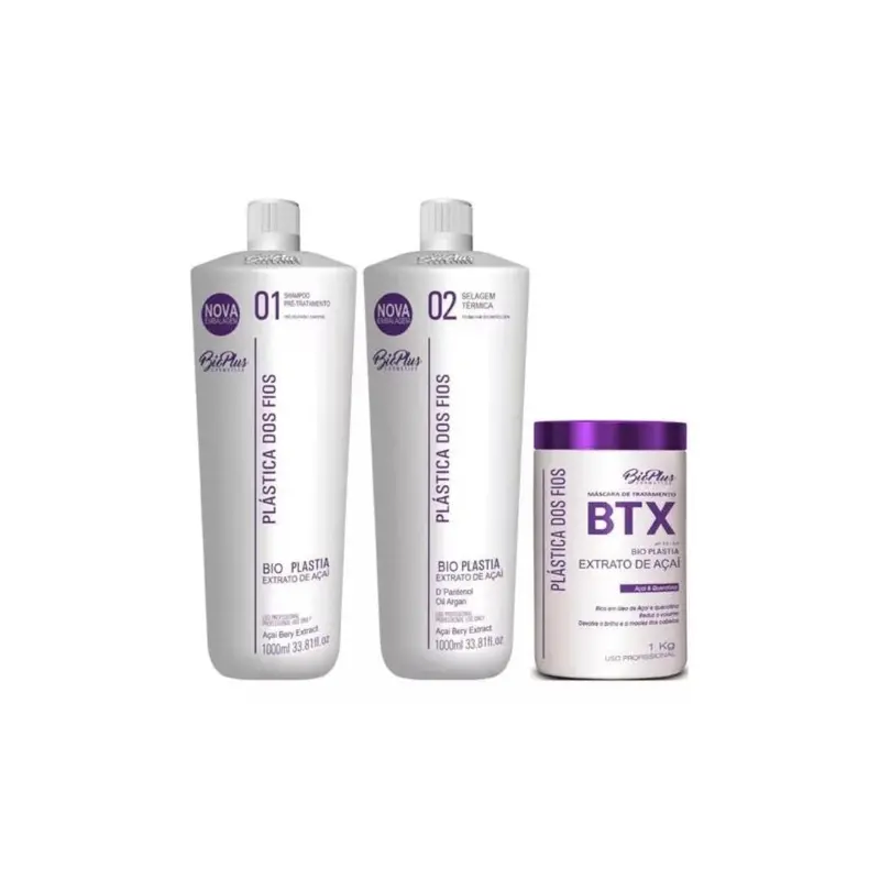 Bio Plus Plastica Dos Fios Wires Hair Plastic Acai + Deep Hair Mask Kit 3X1 1