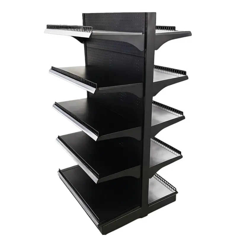 Black Double Side Gondola Supermarket Shelving Hd-Ba 1