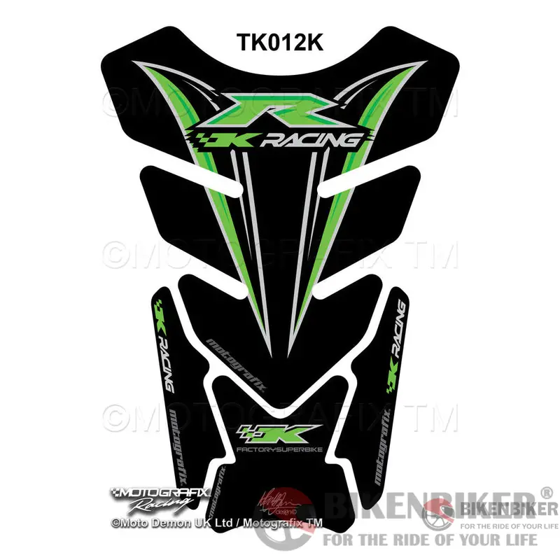 Black Motorcycle Tank Pad 3D Gel For Kawasaki Zx6r/Zx10r -Motografix 1
