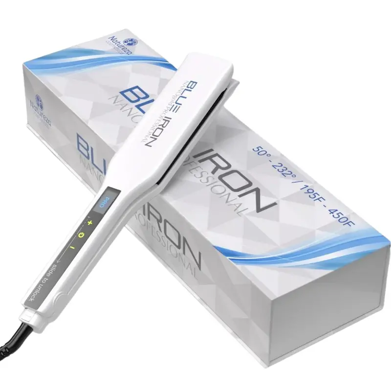 Blue Iron Nano Gold Bivolt Flat Iron Hair Straightener Natureza Cosmetics 1