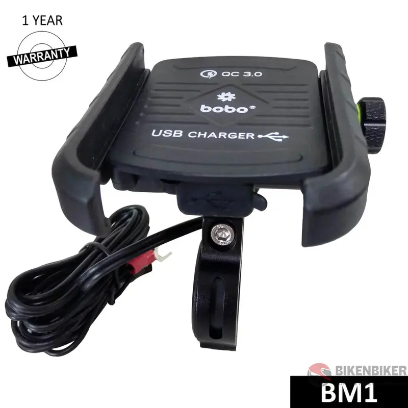 Bobo Bm1 Jaw Bike Mount For Mobile (Fast Usb 3.0 Charger, Black)-Bobogears 1