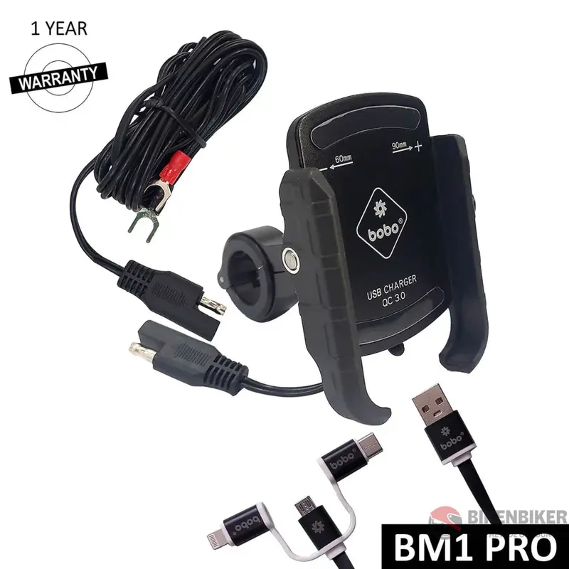 Bobo Bm1 Pro Jaw-Grip Bike Phone Holder With Fast Usb 3.0 Charger (Black)-Bobogears 1