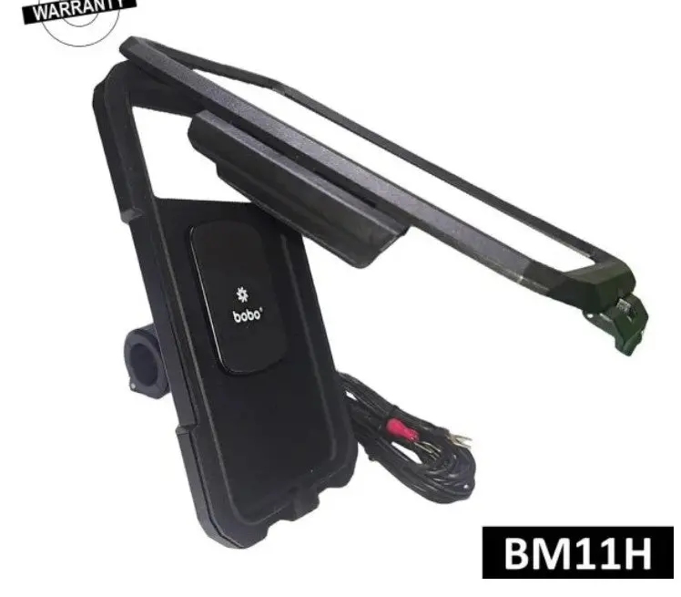 Bobo Bm11 Phone Holder (With Fast 15W Wireless Charger & Usb-C Input/Output Port) (Black)-Bobogears 1