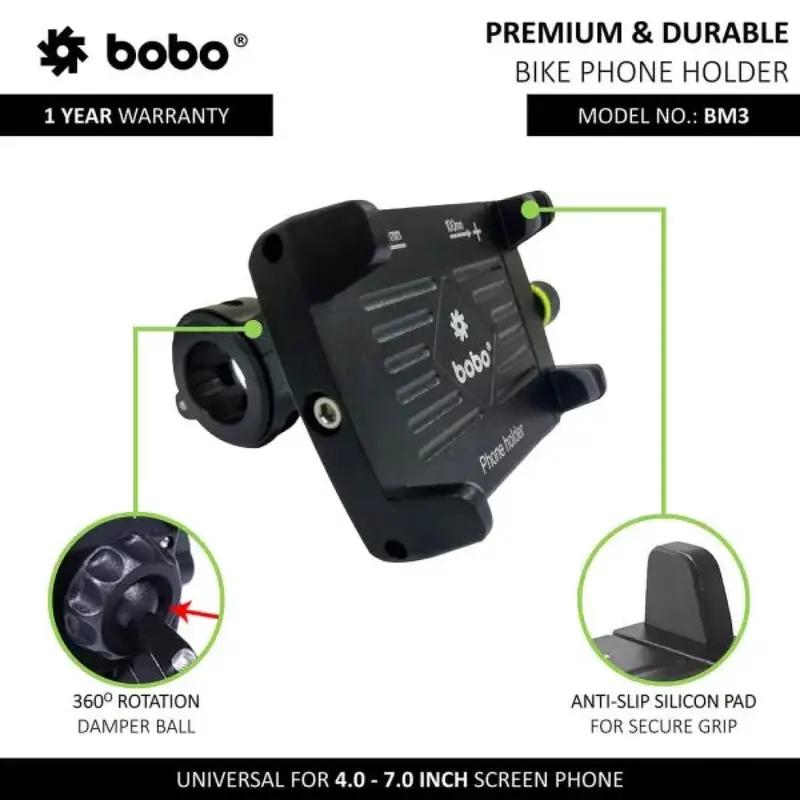 Bobo Bm3 Aluminium Phone Holder Mount (Black)-Bobogears 2