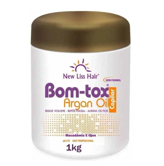 Bom-Tox Argan Oil Formol Free Volume Reducer Cream 1Kg - New Liss Hair 1