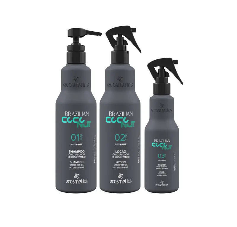 Brazilian Coconut Anti Frizz Intense Glow Shine Home Care Kit 3 Prod. - Ecosmetics 1