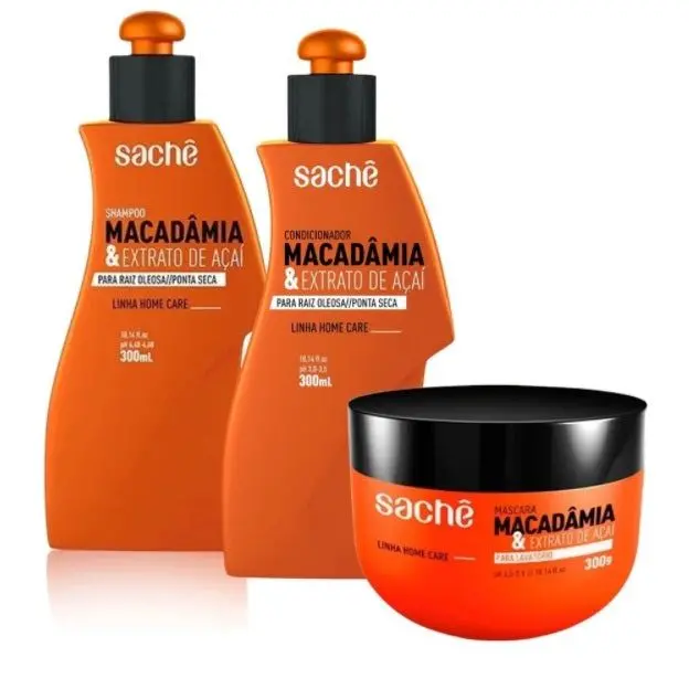 Brazilian Macadamia Acai Açaí Hair Treatment Maintenance Kit 3X300 - Sachê 1