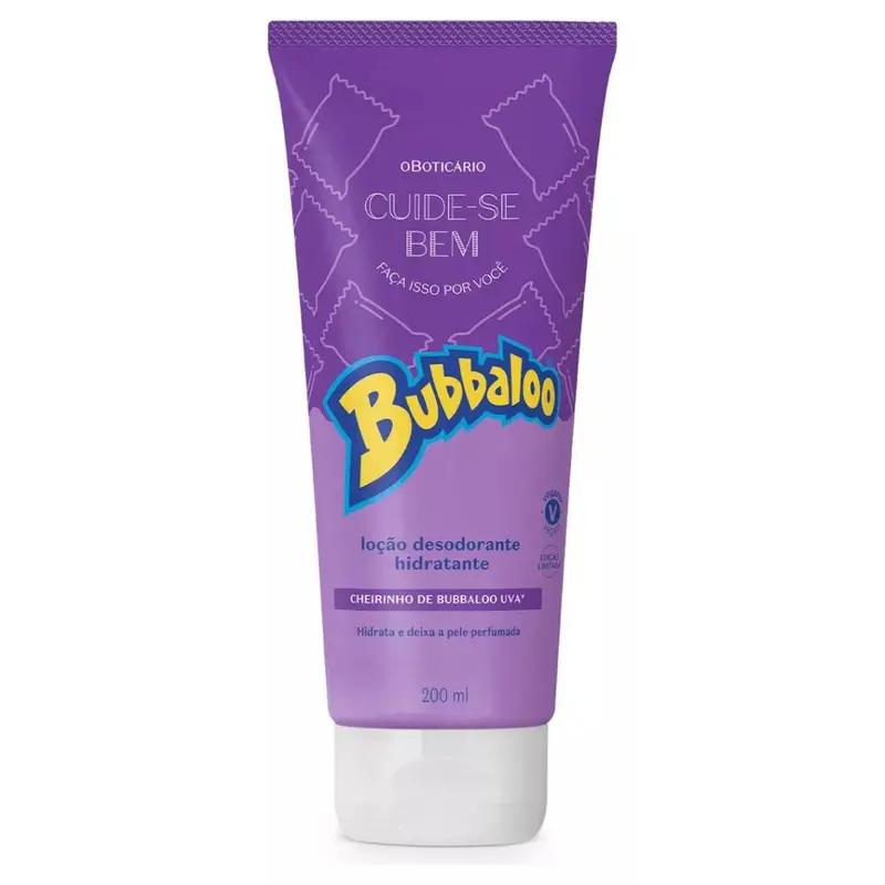 Bubbaloo Grape Body Moisturizing Deodorant Lotion Skin Care 200Ml O Boticário 1