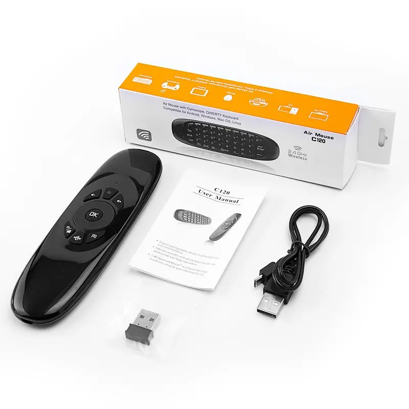 C120 Air Mouse With Gyroscope, Qwerty Keyboard Compatible For Android, Windows, Mac Os, Linux 1