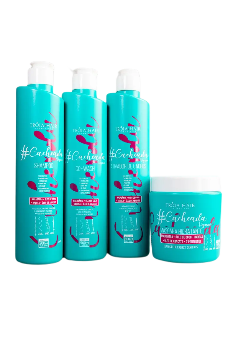 Cacheada Maintenance Home Care Curly Hair Vegan Moisturizing 4X500 - Troia Hair 1