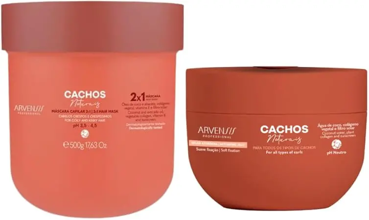 Cachos Naturais 2 In 1 Mask + Activator Jelly Curly Wavy Hair Kit Arvensis 1