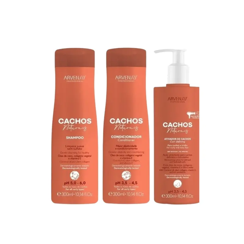Cachos Naturais Curls Activator Curly Wavy Hair Home Care Kit 3X 300Ml Arvensis 1