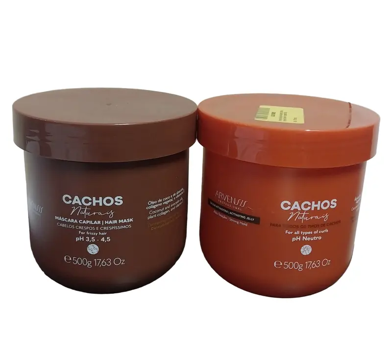 Cachos Naturais Moisturizing Mask + Activator Jelly Curly Hair Kit 2X 500G Arvensis 1