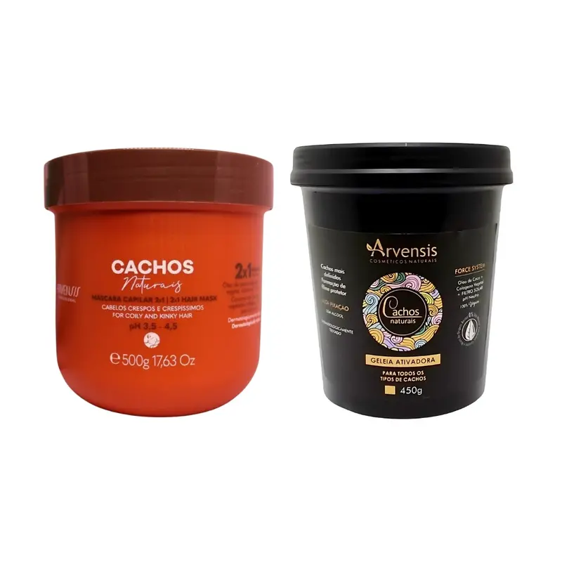 Cachos Naturais Moisturizing Mask + Activator Jelly Curly Hair Kit 2X 500G Arvensis 2