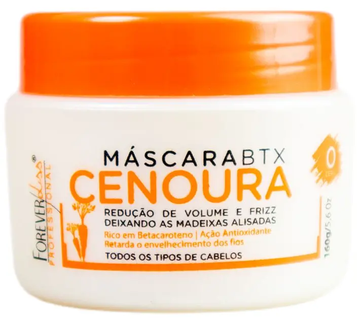 Carrot Deep Hair Mask  No Formol Anti Frizz And Volume Professional Mask 160G - Forever Liss 1