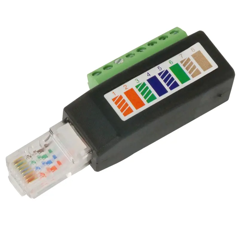 Cat5/Cat6 Rj45 Male Plug To 8-Pin Terminal Block Adapter 1