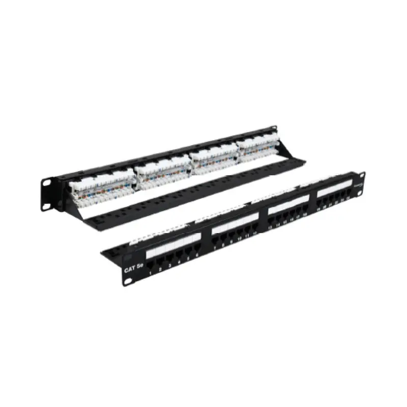 Cat5e 110-Type 1U 24-Port Patch Panel W/Rear Cable Management Panel 1