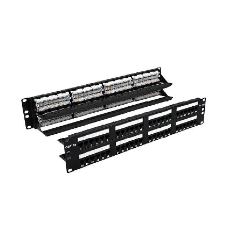 Cat5e 110-Type 2U 48-Port Patch Panel W/Rear Cable Management Panel 1