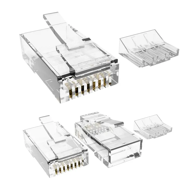 Cat6/Cat6a Plug 3-Prong 50 Micron W/Load Bar For Stranded Wire 28Awg Bulk Cable 100Pk 1