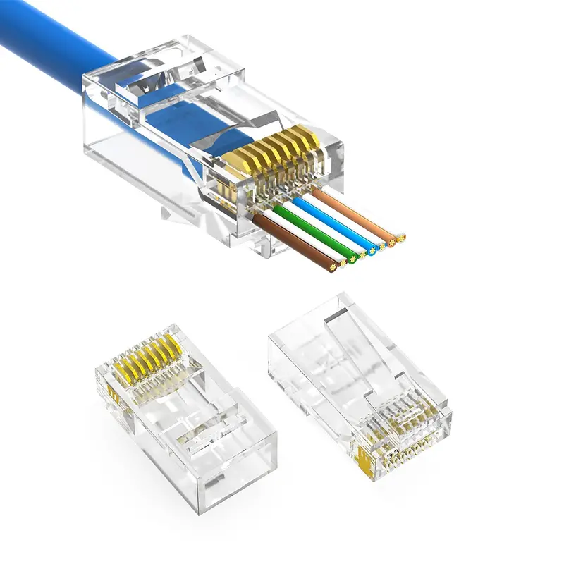 Cat6 Utp Feed-Thru Plug 3-Prong 50 Micron For Solid And Stranded 100Pk 1
