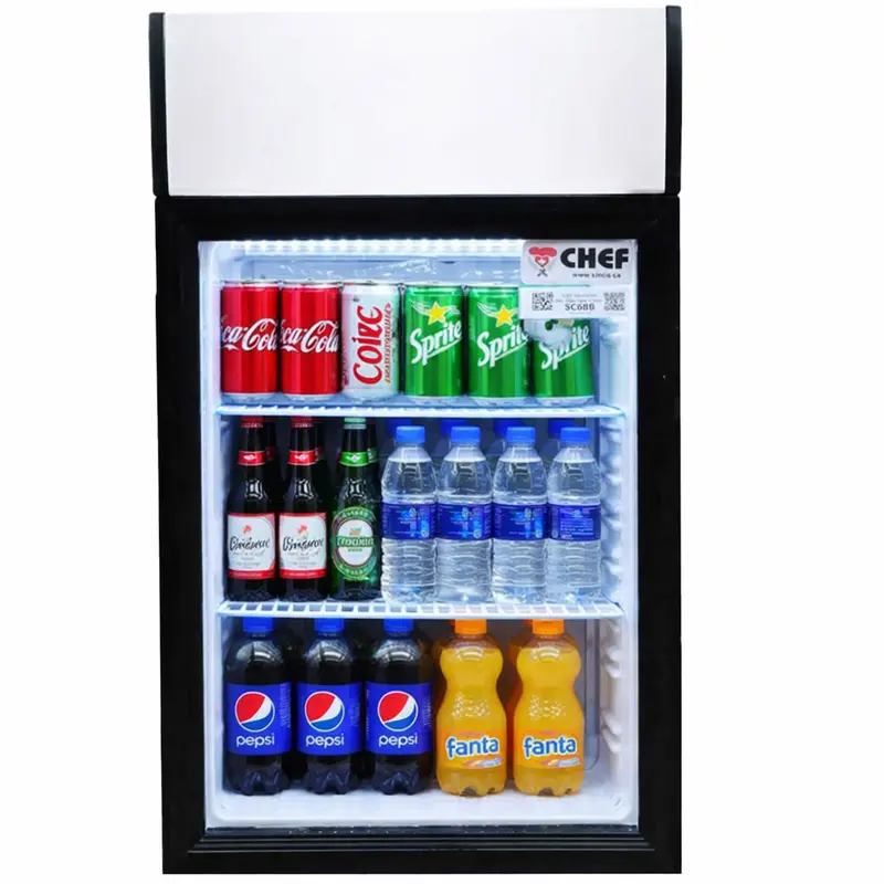 Chef 16'' Countertop Glass Door Mini Beverage Display Cooler 40L Capacity, Sc40b 1