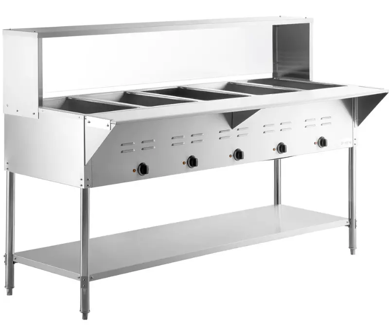 Chef Electric Five Pan Steam Table With Sneeze Guard Hn-5-240-S 1