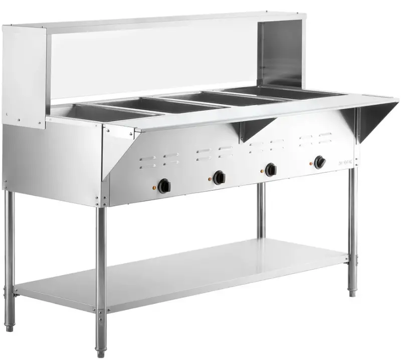 Chef Electric Four Pan Steam Table With Sneeze Guard Hn-4-120-S 1