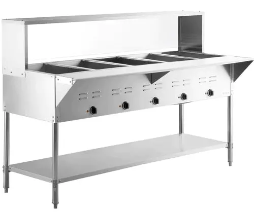 Chef Liquid Propane Five Pan Steam Table With Sneeze Guard Hn-5-Lp 1