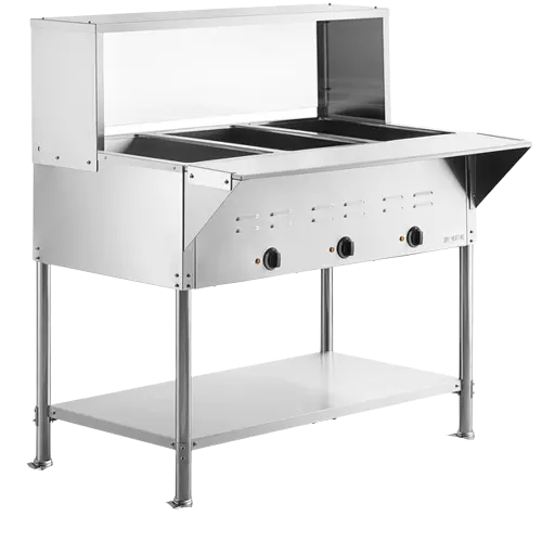 Chef Liquid Propane Three Pan Steam Table With Sneeze Guard Hn-3-Lp 1