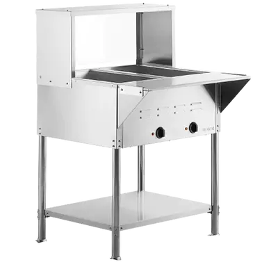 Chef Natural Gas Two Pan Steam Table With Sneeze Guard Hn-2-Nat 1
