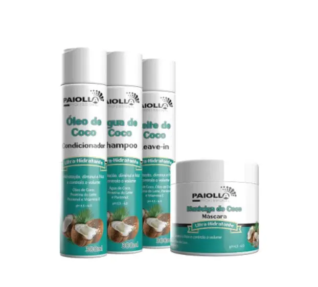 Coconut Hydration Dry Hair Moisture Shine Softness Treatment Kit 4 Itens - Paiolla 1