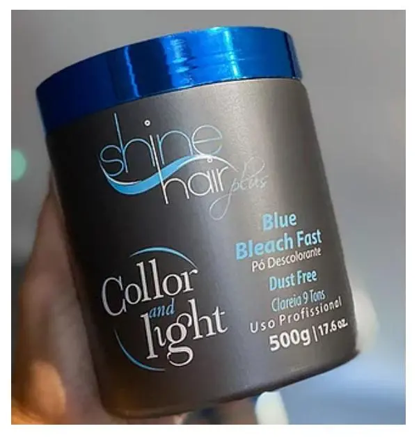 Collor Light Blue Dust Fre 9 Tones Shine Bleaching Powder 500G - Shine Hair 1