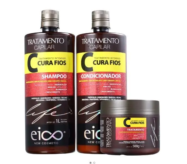 Cura Fios Intensive Treatment Cure Wires Nourishing Moisturizing Kit 3 Prod. - Eico 1