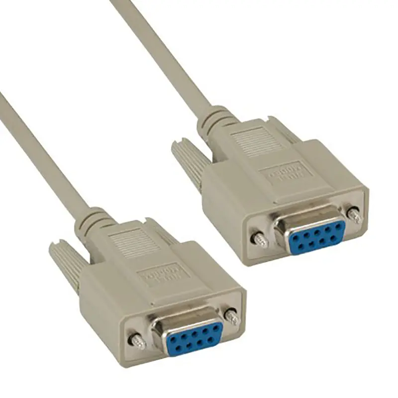 Db9 Serial Rs-232 Null Modem Cable Female To Female Beige 1