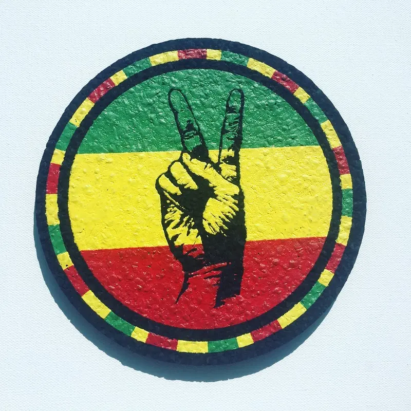 East Coasters - 8" Rasta Peace Coaster Dab Mat 1
