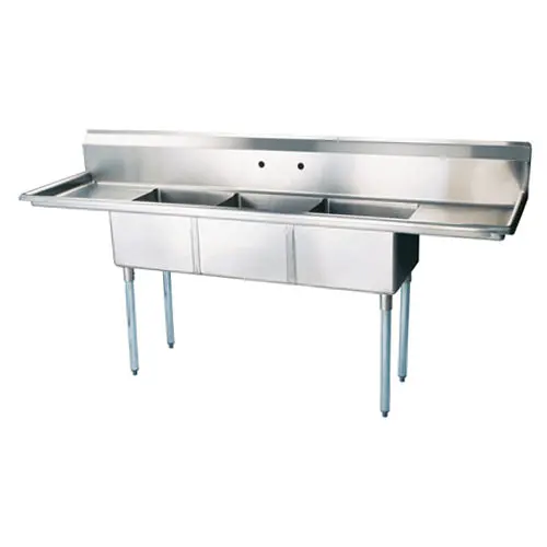 Efi 18″ X 18″ X 11″ Center Drain Three Compartment Sink With Two Drain Boards Si818-3Bc 1