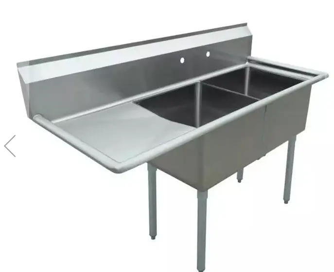 Efi 18″ X 18″ X 11″ Center Drain Two Compartment Sink With Left Drain Board Si818-2Lc 1