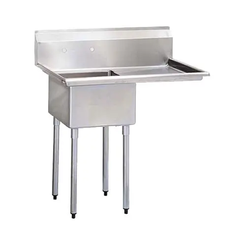 Efi 24″ X 24″ X 14″ Corner Drain One Compartment Sink With Right Drain Board Si824-1R 1
