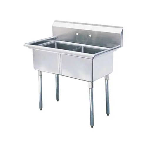 Efi 24″ X 24″ X 14″ Corner Drain Two Compartment Sink With No Drain Board Si824-2N 1
