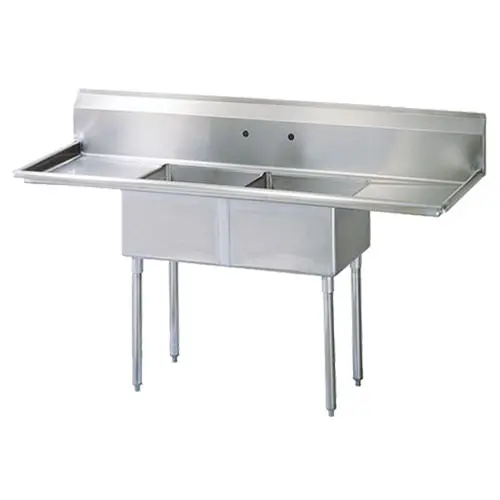 Efi 24″ X 24″ X 14″ Corner Drain Two Compartment Sink With Two Drain Boards Si824-2B 1