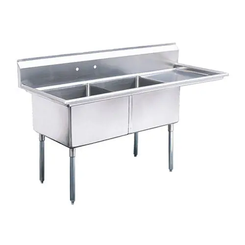 Efi18″ X 18″ X 11″ Center Drain Two Compartment Sink With Right Drain Board Si818-2Rc 1
