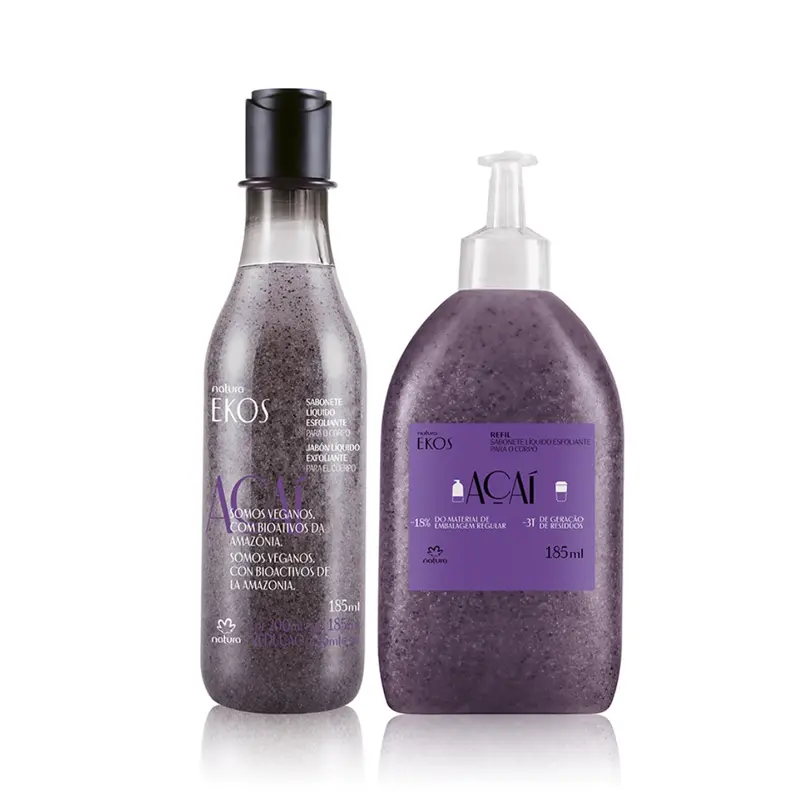 Ekos Acai Exfoliating Liquid Soap + Refill 2X 185Ml Natura Daily Skin Care 1