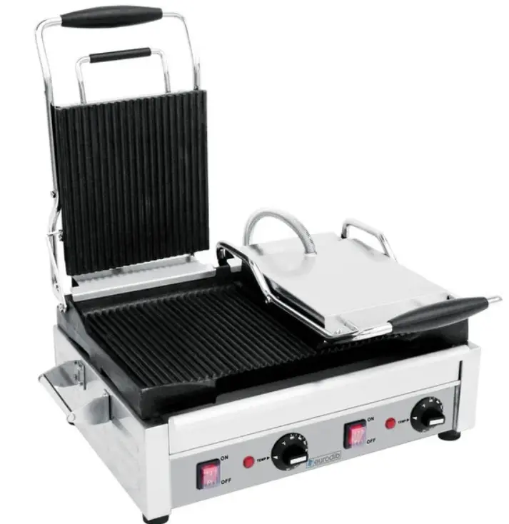 Eurodib Cooking Surface Double Panini Grill With Ribbed Plates Sfe02365-240 1