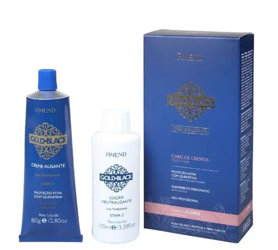 Flowers Gold Black Smoothing Keratin Ammonia Treatment Cream Kit 2 Prod. - Amend 1